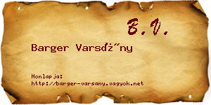 Barger Varsány névjegykártya